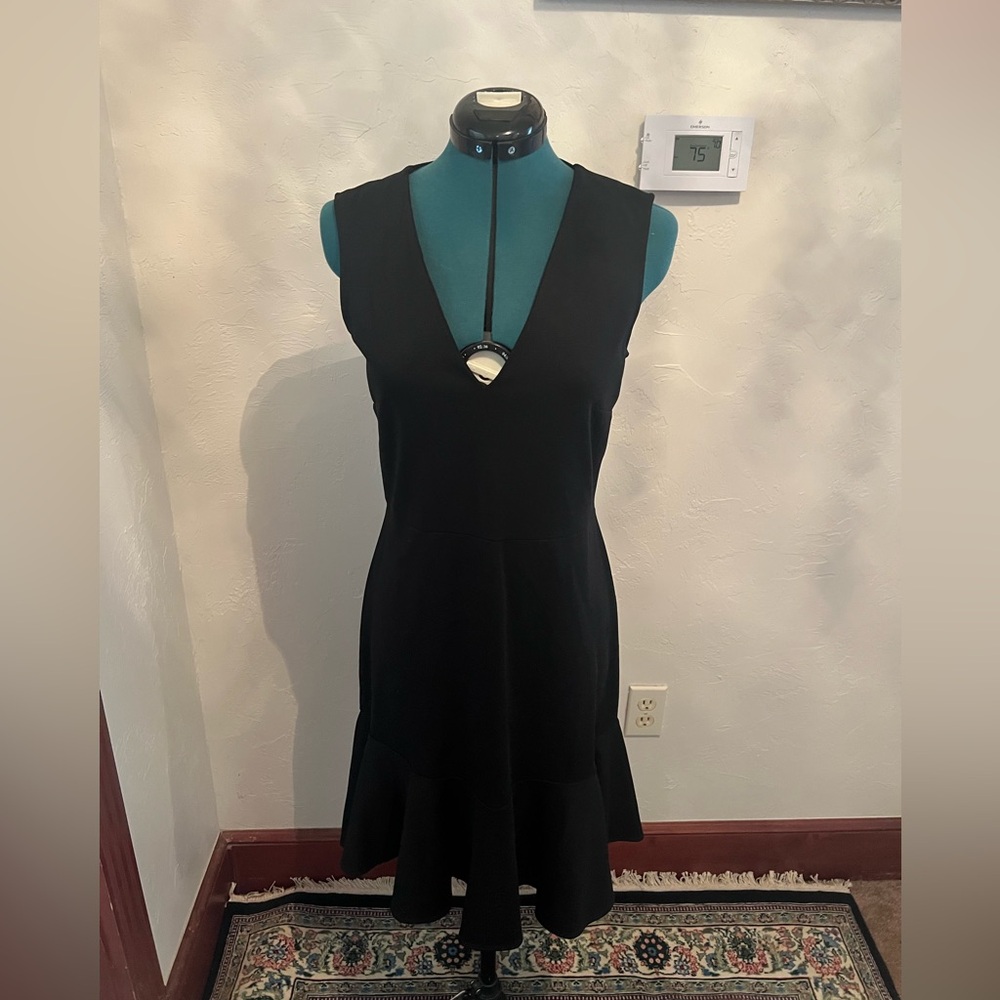 J. Crew Black V-Neck Dress with Ruffle Hem size 6